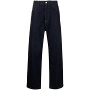 Carhartt Wip Marinblå Denim Wide Leg Jeans Blue, Herr