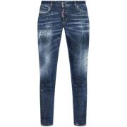 Dsquared2 Marinblå Denim Cropped Jeans Blue, Dam