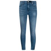 RTA Blå Cropped Skinny Denim Jeans Blue, Dam