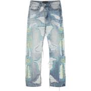 Who Decides War Kristallprydda Denim Jeans Blue, Herr