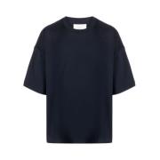 Studio Nicholson Marinblå Oversize Rund Hals T-shirt Blue, Herr