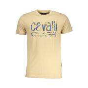 Cavalli Class Beige Bomull Logo Print T-shirt Beige, Herr