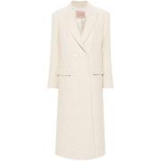 Twinset Herringbone Peak Lapel Coat Beige, Dam