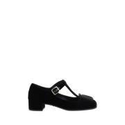 Prada Sammet Ballerina med Blockklack Black, Dam