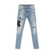 Amiri Indigo Blå Klassiska Jeans Med Knappgylf Blue, Herr