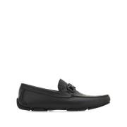 Salvatore Ferragamo Svarta Läder Slip-On Skor Gancini Black, Herr