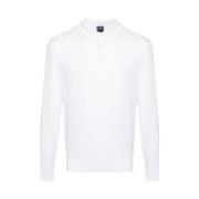 Fedeli Bomullstickad Polo Sweater White, Herr