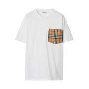 Burberry Vintage Check Jersey Crew Neck T-shirt White, Dam