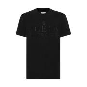 Philipp Plein Svart Logotyp Bomull Rund Hals T-shirt Black, Herr