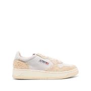 Autry Vit Beige Läder Mocka Sneakers Beige, Dam