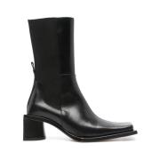 Miista Svarta Läder Mid-Calf Stövlar Black, Dam