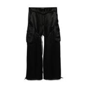 Ann Demeulemeester Svarta Cargo Byxor med Remdetaljer Black, Dam