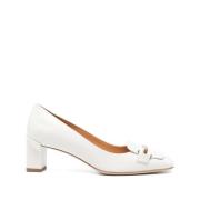 Tod's Beige Square Toe Low Block Heel White, Dam