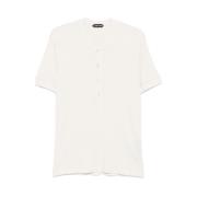 Tom Ford Vit Henley Neck T-shirt med Logo White, Herr