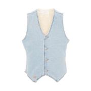 ERL Denim V-Neck Sleeveless Vest Blue, Herr