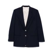 Tela Navy Blue Twill Weave Jacket Blue, Dam