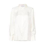 Alberta Ferretti Sidensatin Skjorta Franska Manschetter White, Dam