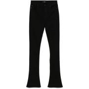 7 For All Mankind Svarta Flared Hem Jeans med Klassisk Stil Black, Dam