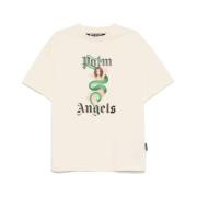 Palm Angels Grafiskt Tryck Crew Neck T-shirt Beige, Herr