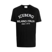 Iceberg Svart Logotyp Tryck Crew Neck T-shirt Black, Herr