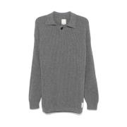 Emporio Armani Räfflad Stickad Polotröja Gray, Herr