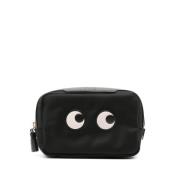 Anya Hindmarch Läderprodukter med Appliqué Logo Black, Dam