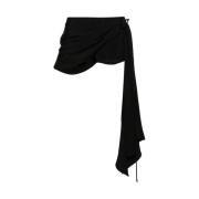 Mugler Svart Ullblandning Scarf Detaljering Bälte Black, Dam