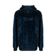 Ripndip Marinblå Velour Hoodie med Broderad Logotyp Blue, Herr