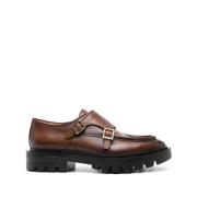 Santoni Ljusbruna Läder Dubbel Spänne Skor Brown, Dam