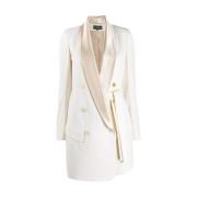 Ann Demeulemeester Kontrastkragad Omlottrock White, Dam