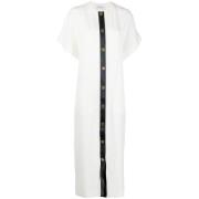 Salvatore Ferragamo Off-White Linne-Siden Maxiklänning White, Dam