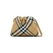 Burberry Vintage Check Mönstrad Axelväska Beige, Dam