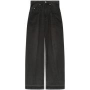 Isabel Marant Étoile Högmidjade Breda Ben Denimbyxor Black, Dam