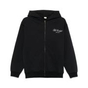 Sporty & Rich Svart Logotyp Sweatshirt med Dragkedja Black, Dam