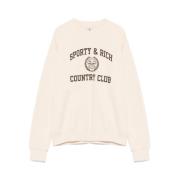 Sporty & Rich Beige Logo Print Crew Neck Sweater Beige, Dam