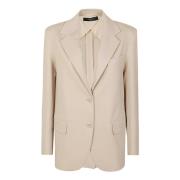 Max Mara Weekend Sand Jersey Ofodrad Blazer med Knappar Beige, Dam