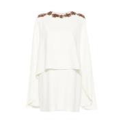 Costarellos Ivory Vit Kristallprydd Cape Klänning Beige, Dam