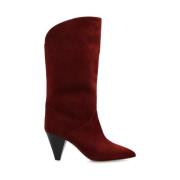 Isabel Marant Burgundy Hög Klack Pull-On Skor Red, Dam