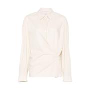 Lemaire Beige Button-Up Drop Shoulder Shirt Beige, Dam