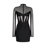 Mugler Svart Cut-Out Hög Hals Klänning Black, Dam