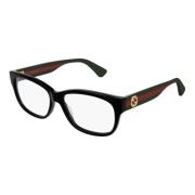 Gucci Svart Grön Röd Glasögonbågar Black, Unisex