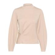 InWear Blus med draperad detalj Vanilla Melange Beige, Dam