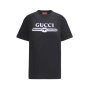 Gucci Maxi Logo Bomull T-shirt Black, Dam