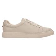 Estro Damers Beige Läder Låga Sneakers Beige, Dam