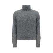 Saint Laurent Mohair Rullkrage Tröja Gray, Herr