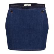 Fendi Färgblock Denim Shorts Blue, Dam