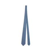 Kiton Handgjord Mikro Blommig Sidenslips Blue, Dam