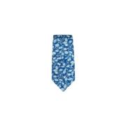 Kiton Handgjord Blommig Sidenslips Blue, Unisex