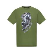 Roberto Cavalli Hästlogotyp Tryck Crew Neck T-shirt Green, Herr