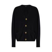 Roberto Cavalli Guld Knapp Cardigan Klassisk Stil Black, Dam